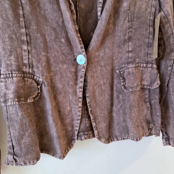 The Nu Vintage Distressed Look Blazer Jacket Sequin elbow patches SZ L New Boho - Picture 3 of 9